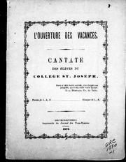 Cover of: L' ouverture des vacances by L. A. N., L. A. N.