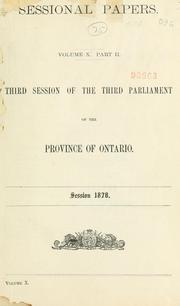 Cover of: ONTARIO SESSIONAL PAPERS. by Ontario. Legislative Assembly.