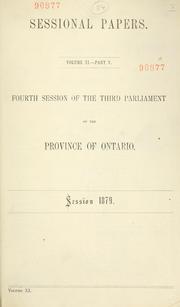 Cover of: ONTARIO SESSIONAL PAPERS. by Ontario. Legislative Assembly.