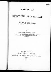 Cover of: Essays on questions of the day, political and social