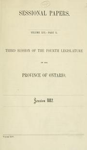 Cover of: ONTARIO SESSIONAL PAPERS. by Ontario. Legislative Assembly.