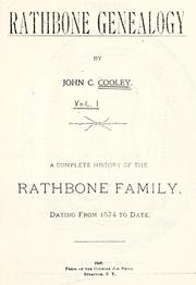 Cover of: Rathbone genealogy