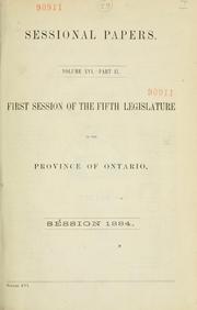 Cover of: ONTARIO SESSIONAL PAPERS. by Ontario. Legislative Assembly., Ontario. Legislative Assembly.