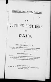 Cover of: La culture fruitière en Canada by William Saunders