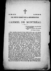 Cover of: Une petite pierre pour la reconstruction du Carmel de Montréal