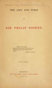 The life and times of Sir Philip Sidney by Sarah Matilda Henry Davis