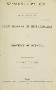 Cover of: ONTARIO SESSIONAL PAPERS. by Ontario. Legislative Assembly.