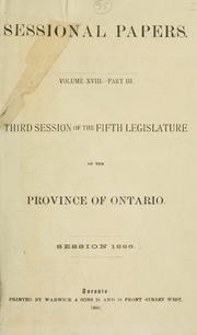 Cover of: ONTARIO SESSIONAL PAPERS. by Ontario. Legislative Assembly., Ontario. Legislative Assembly.