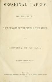 Cover of: ONTARIO SESSIONAL PAPERS. by Ontario. Legislative Assembly.