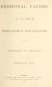 Cover of: ONTARIO SESSIONAL PAPERS. by Ontario. Legislative Assembly.