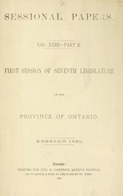 Cover of: ONTARIO SESSIONAL PAPERS. by Ontario. Legislative Assembly.