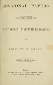 Cover of: ONTARIO SESSIONAL PAPERS. by Ontario. Legislative Assembly.