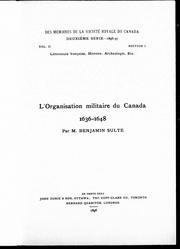 Cover of: L' organization militaire du Canada, 1636-1648
