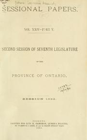 Cover of: ONTARIO SESSIONAL PAPERS. by Ontario. Legislative Assembly.