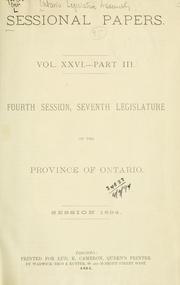 Cover of: ONTARIO SESSIONAL PAPERS. by Ontario. Legislative Assembly.