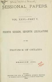 Cover of: ONTARIO SESSIONAL PAPERS. by Ontario. Legislative Assembly.