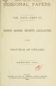 Cover of: ONTARIO SESSIONAL PAPERS. by Ontario. Legislative Assembly.