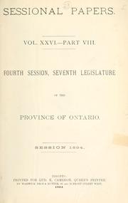 Cover of: ONTARIO SESSIONAL PAPERS. by Ontario. Legislative Assembly.