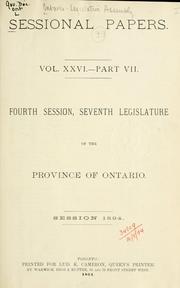 Cover of: ONTARIO SESSIONAL PAPERS. by Ontario. Legislative Assembly.