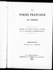 Cover of: La Poésie française au Canada: précédée d'un article de revue historique sur la littérature canadienne-française