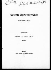 Cover of: Toronto University Club of Ottawa | 