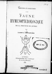 Cover of: Additions et corrections à la faune hyménoptérologique de la province de Québec