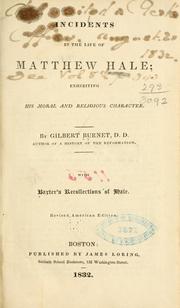 Cover of: Incidents in the life of Matthew Hale