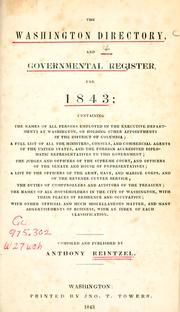 Cover of: Washington directory, and governmental register for 1843. | Anthony Reintzel