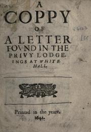 Cover of: A coppy of a letter found in the privy lodgeings at Whitehall. by Suckling, John Sir