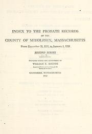 Cover of: Index to the probate records of the County of Middlesex, Massachusetts | 