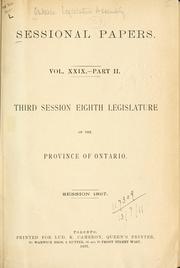 Cover of: ONTARIO SESSIONAL PAPERS. by Ontario. Legislative Assembly.