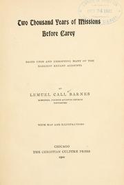 Cover of: Two thousand years of missions before Carey by Lemuel Call Barnes