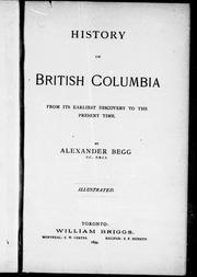 Cover of: History of British Columbia from its earliest discovery to the present time