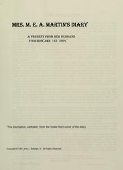 Cover of: Mrs. M. E. A. Martin