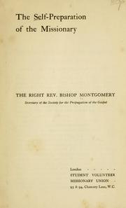 Cover of: self-preparation of the missionary