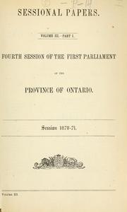 Cover of: Ontario Sessional Papers