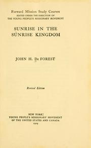 Cover of: Sunrise in the Sunrise Kingdom by John H. DeForest