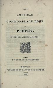 Cover of: The American common-place book of poetry by Cheever, George Barrell, Cheever, George Barrell