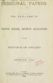 Cover of: ONTARIO SESSIONAL PAPERS. by Ontario. Legislative Assembly., Ontario. Legislative Assembly.