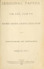 Cover of: ONTARIO SESSIONAL PAPERS. by Ontario. Legislative Assembly.