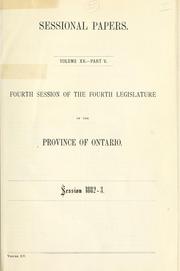 Cover of: ONTARIO SESSIONAL PAPERS. by Ontario. Legislative Assembly.