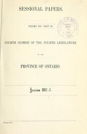 Cover of: ONTARIO SESSIONAL PAPERS. by Ontario. Legislative Assembly., Ontario. Legislative Assembly.