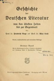 Cover of: Geschichte der deutschen Literatur von den ältesten Zeiten bis zur Gegenwart