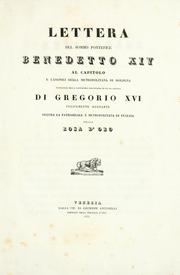 Cover of: Lettera del Sommo Pontefice Benedetto XIV al capitolo e canonici della Metropolitana di Bologna by Joseph Ratzinger