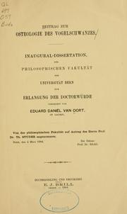 Cover of: Beitrag zur Osteologie des Vogelschwanzes by Eduard Daniel van Oort