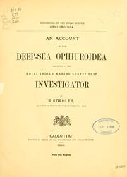 Cover of: account of the Deep-Sea Ophiuroidea collected by the Royal Indian Marine Survey ...