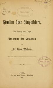 Cover of: Studien uber Saügethiere by Max Wilhelm Carl Weber