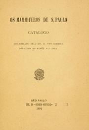 Cover of: mammiferos de S. Paulo.: Catalogo
