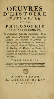 Cover of: Oeuvres d'histoire naturelle et de philosophie de Charles Bonnet.