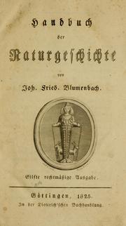 Handbuch der Naturgeschichte by Johann Friedrich Blumenbach